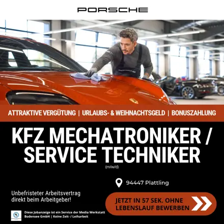 Stellenanzeige Porsche Zentrum Niederbayern