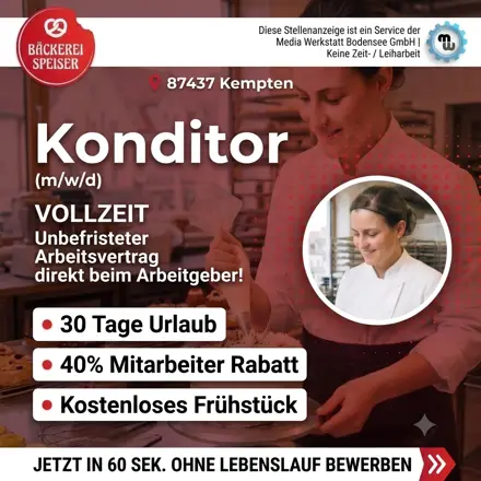 Stellenanzeige Bäckerei Speiser